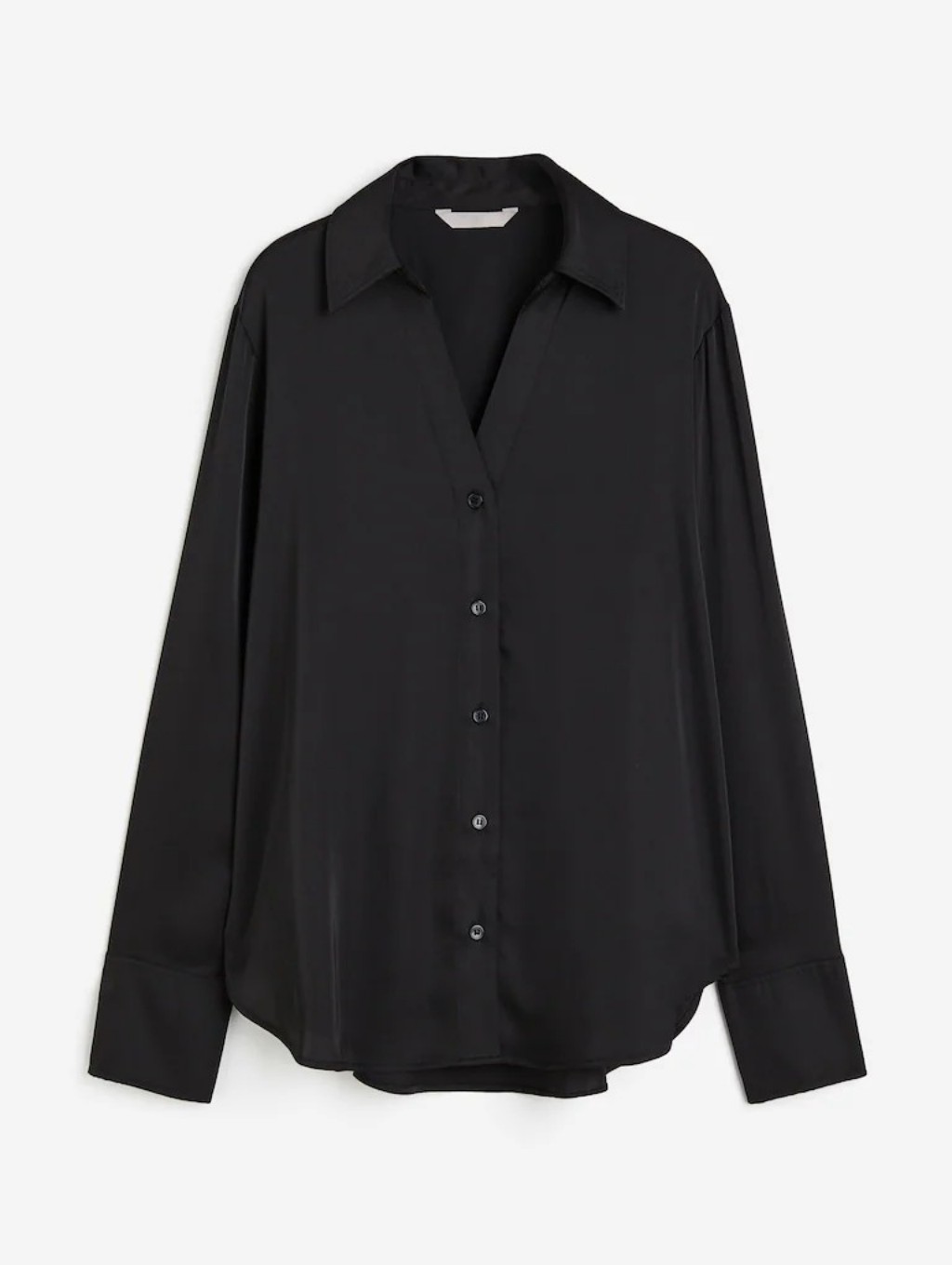 H&M Women's Black Button-Front Satin Blouse